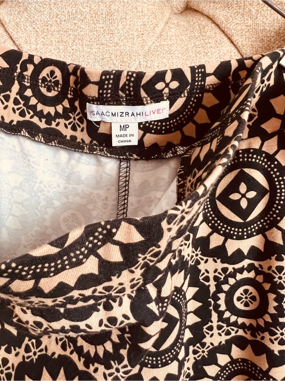 NWOT Isaac Mizrahi Live! fun patterned pull on wide leg pants medium petite MP - Picture 2 of 5